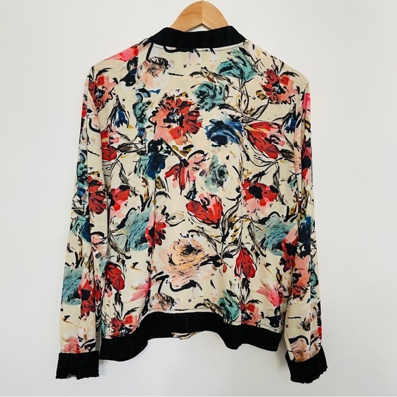 ISLE by Melis Kozan Turkish Rare Lightweight Floral Abstract Zip Up Jacket - Picture 6 of 6